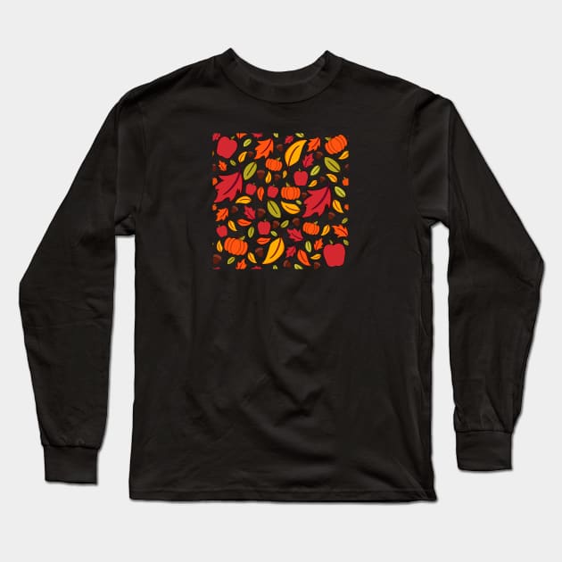 Fall for fall pattern Long Sleeve T-Shirt by Emberpixie